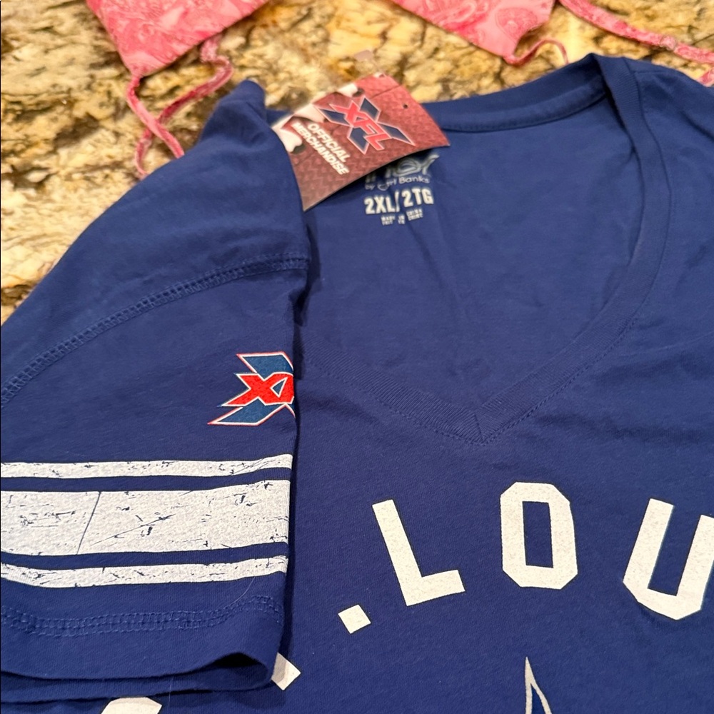 Defunct XFL. St. Louis Battlehawks Blue Short Sleeve Tee for her. NWT. - Picture 3 of 5